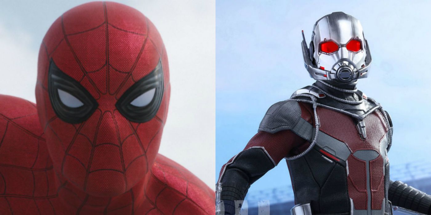A split image of Spider-Man and Ant-Man in Captain America: Civil War