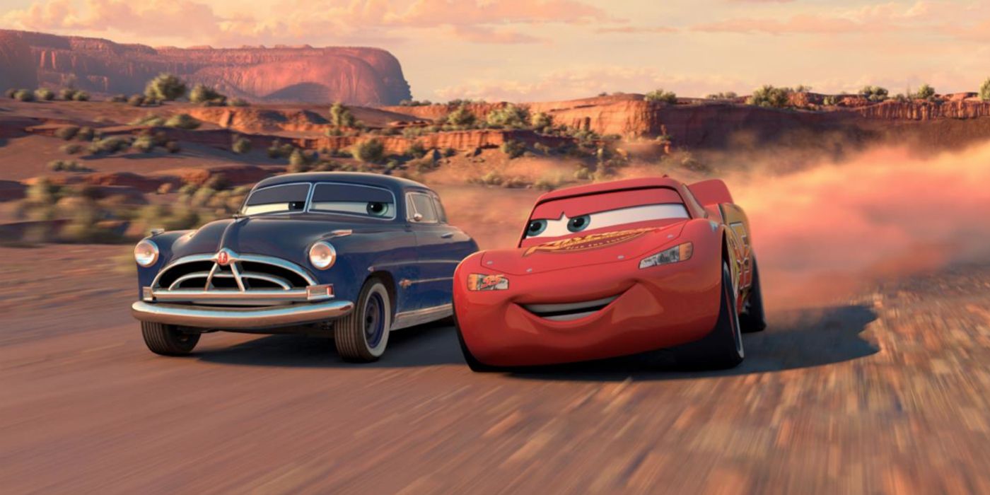 Cars - Doc Hudson and Lightning McQueen driving together