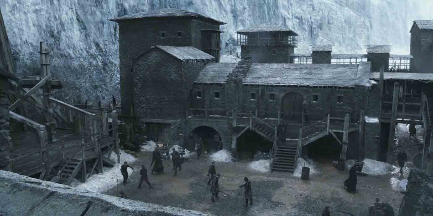 A wide shot of Castle Black in Game of Thrones