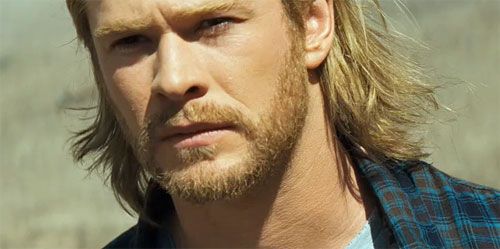 Chris Hemsworth as the de-powered Thor