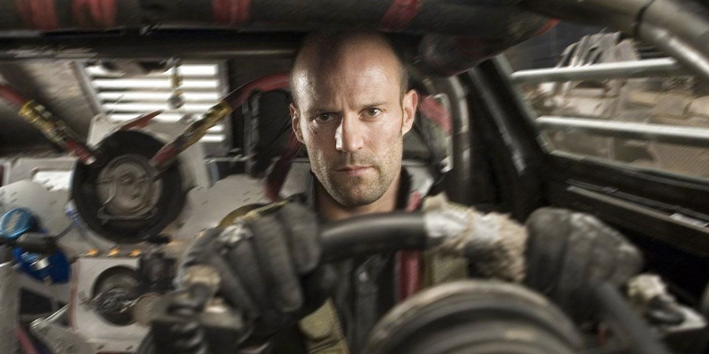 A man driving a modified car in DeathRace.