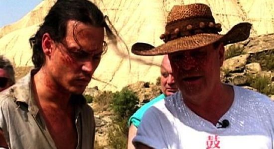 Johnny Depp and Terry Gilliam on the set of The Man Who Killed Don Quixote