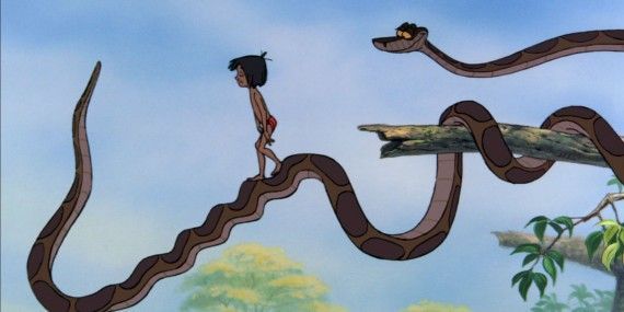 Kaa becomes a staircase in The Jungle Book