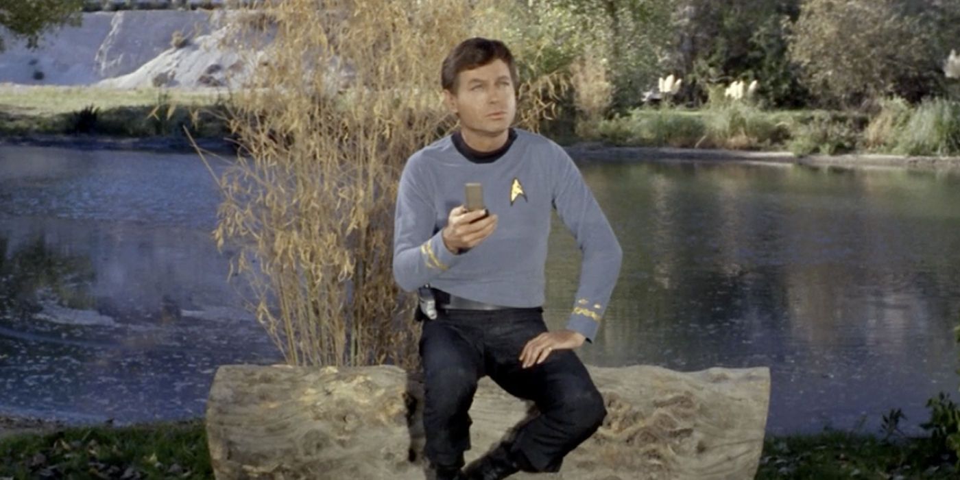 McCoy Sitting on a rock on set Star Trek