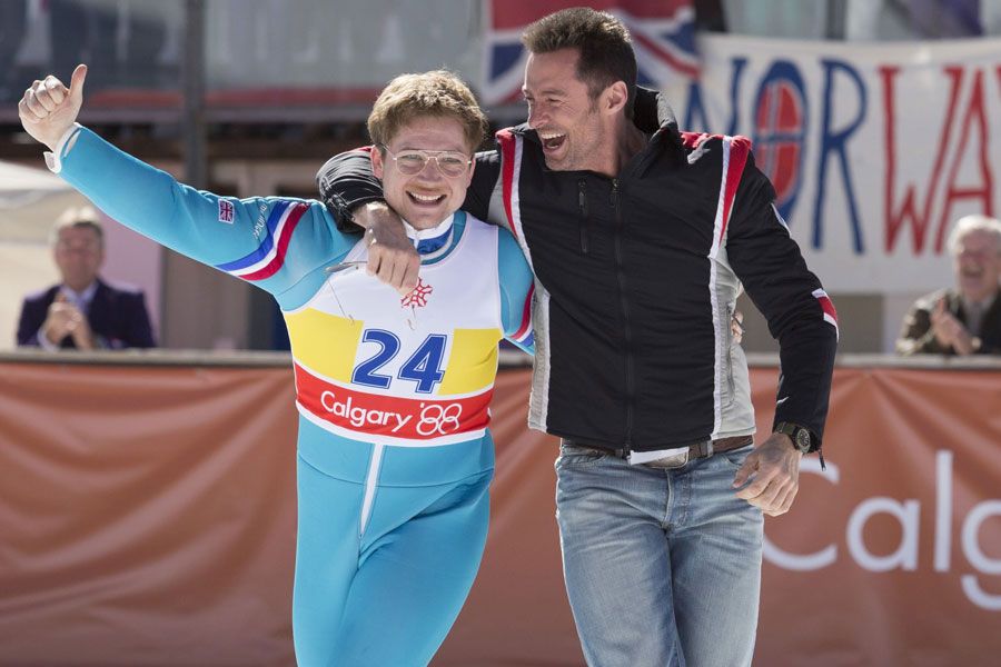 Eddie the Eagle stars Taron Egerton and Hugh Jackman