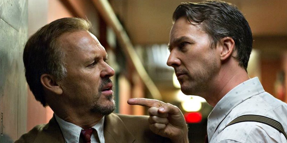 Edward Norton and Michael Keaton in Birdman