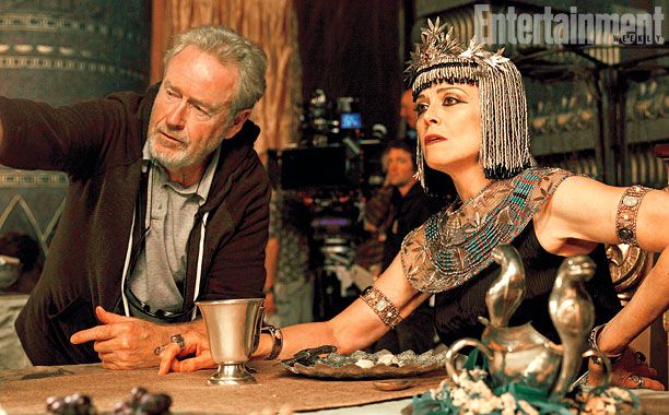 Ridley Scott and Sigourney Weaver filming Exodus: Gods and Kings