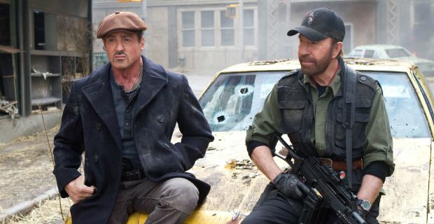 Sylvester Stallone and Chuck Norris in The Expendables 2