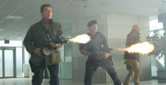 Schwarzenegger, Stallone and Willis in The Expendables 2