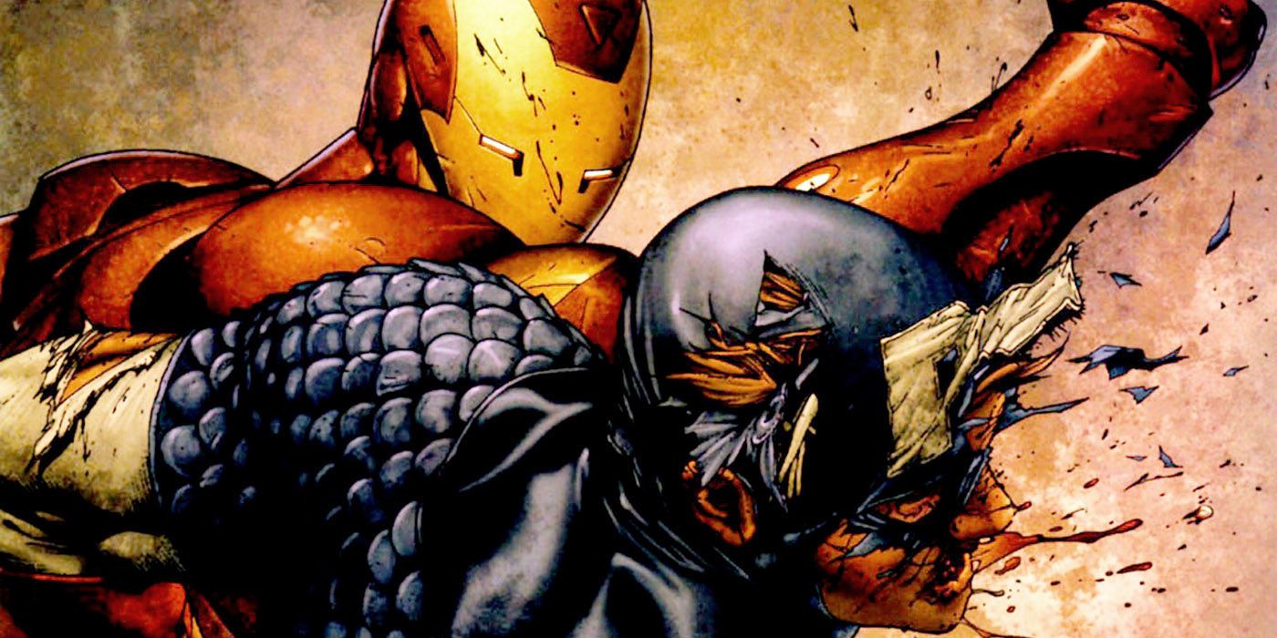 Iron Man punches Captain America in Civil War comic