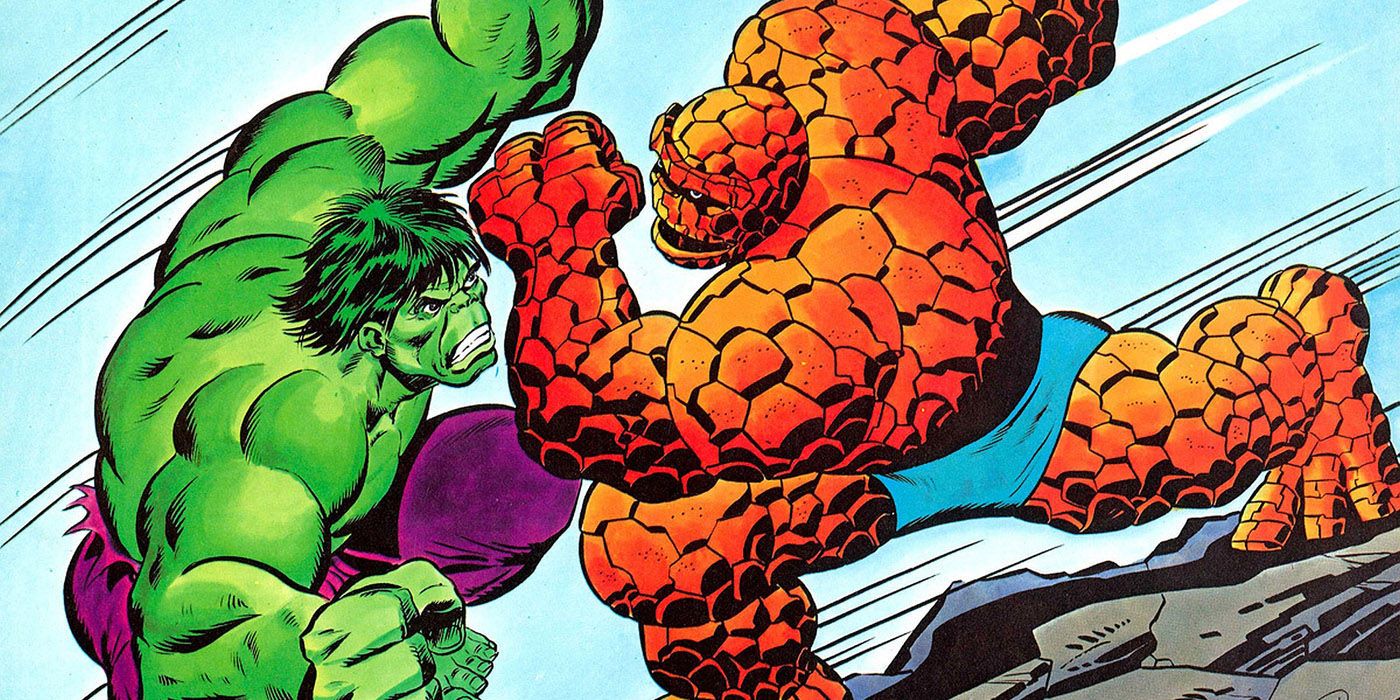 Hulk vs. Thing in Marvel Comics.