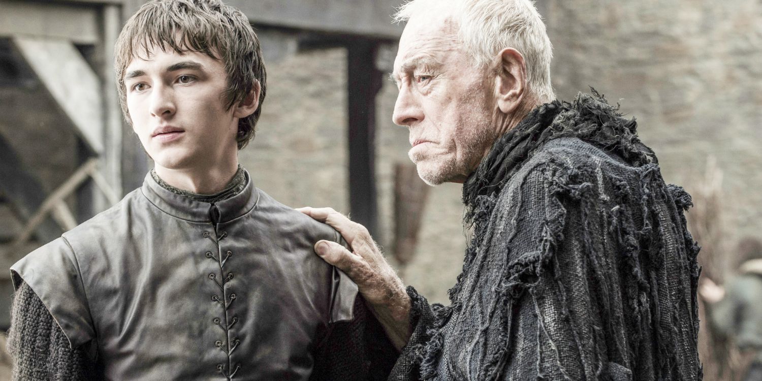 Three-Eyed Raven with his hand on Bran's shoulder in Game of Thrones