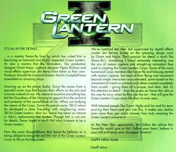 Geoff Johns Personalized Note About Green Lantern Movie in Issue #61