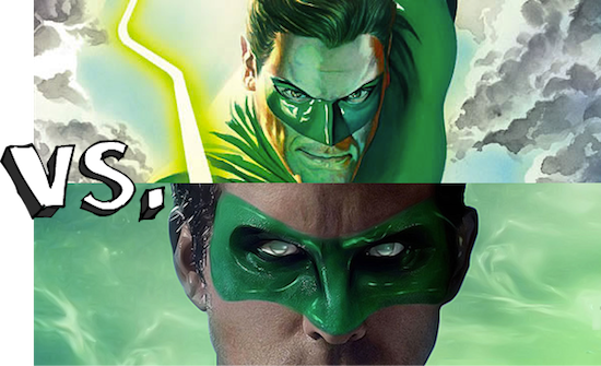 Green Lantern Masks: Comic Book VS. The Movie