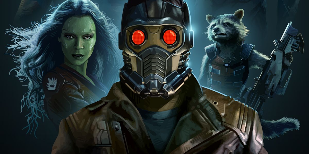 Guardians of the Galaxy image with Rocket, Star Lord, and Gamora 