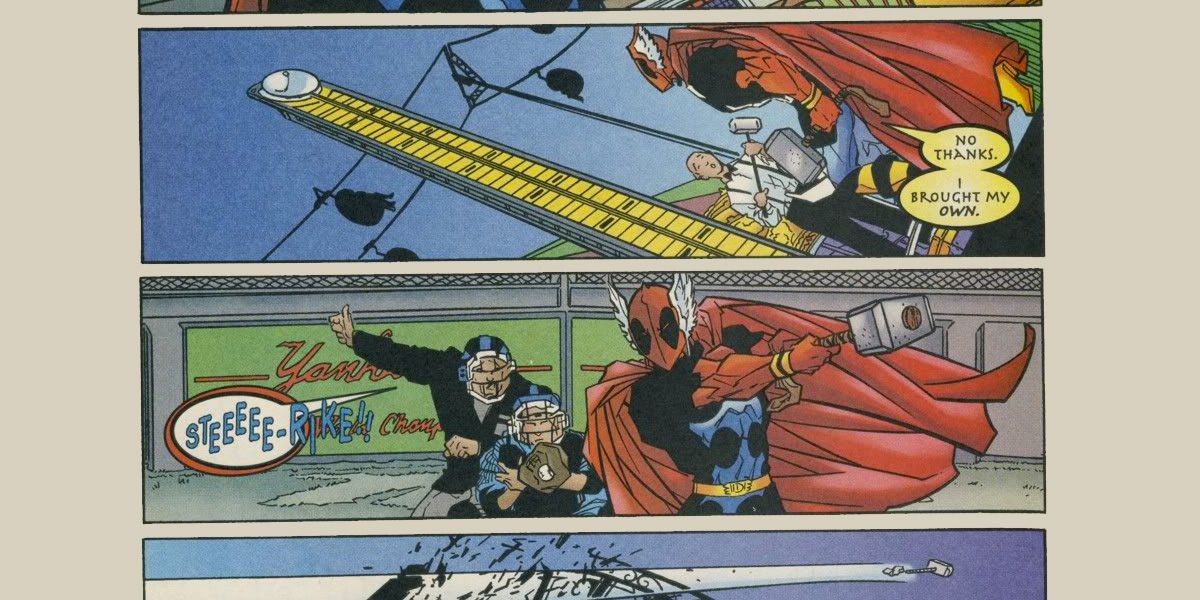 Deadpool with Thor's Hammer