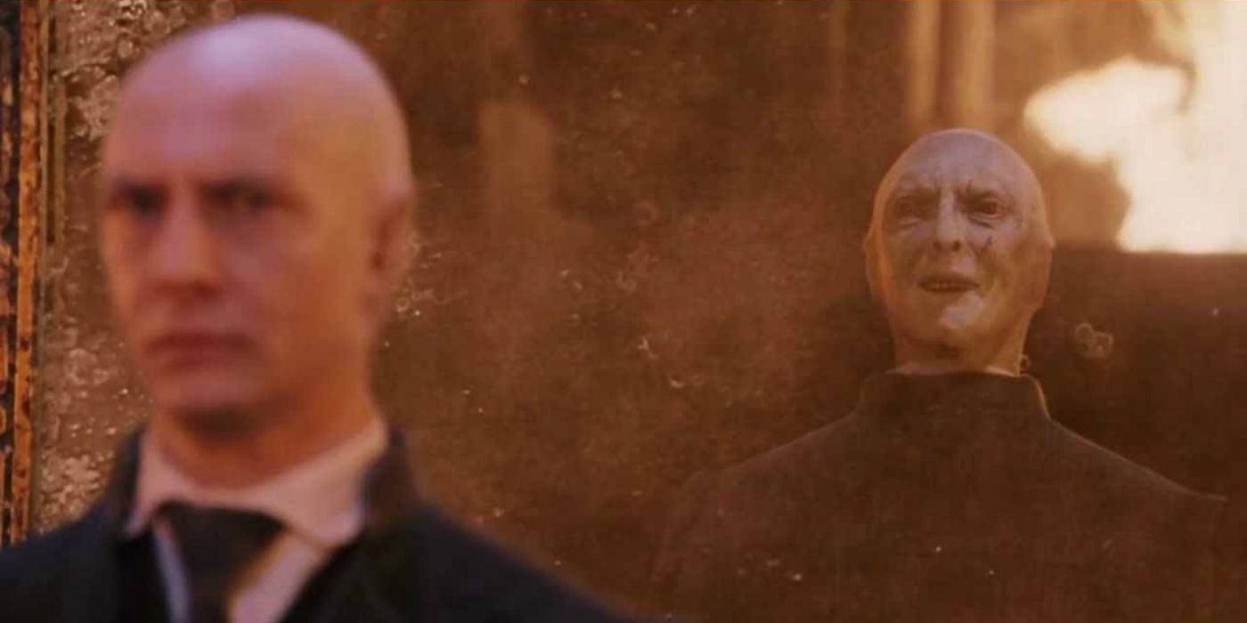 Professor Quirrell, with a side of Voldemort, in a scene from Harry Potter and the Sorcerer's Stone