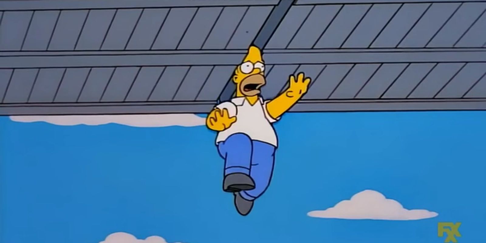 Homer Simpson's head stuck in a drawbridge