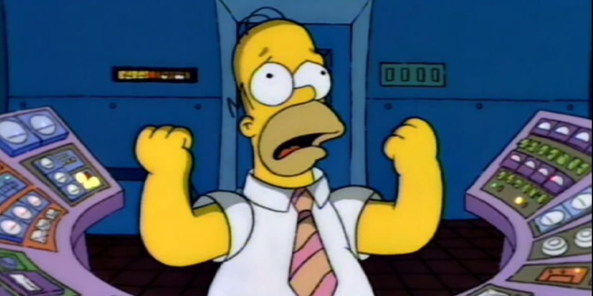 Homer Simpson panicking over a nuclear meltdown