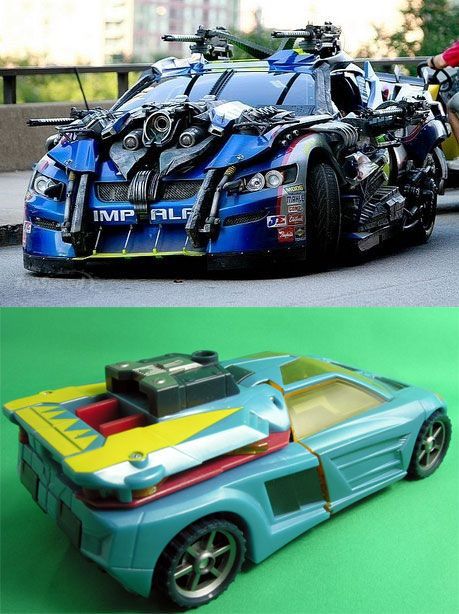 A Wrecker on the set of Transformers 3 compared to the Autobot Hotshot