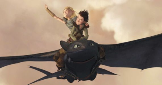 Astrid, Hiccup and Toothless in How to Train Your Dragon