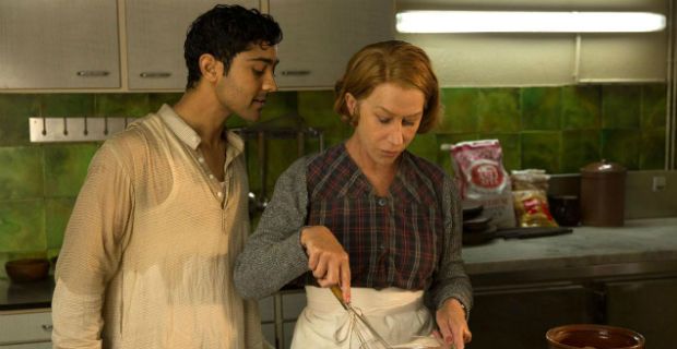 Manish Dayal and Helen Mirren in The Hundred-Foot Journey