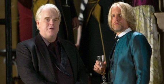 Philip Seymour Hoffman and Woody Harrelson in Hunger Games: Catching Fire