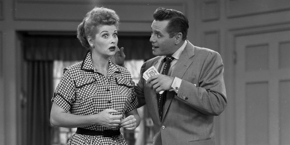 Lucille Ball and Desi Arnaz as Lucy and Ricky in I Love Lucy