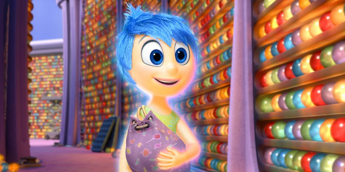 Joy (Amy Poehler) from Pixar's Inside Out in the long-term memory storage
