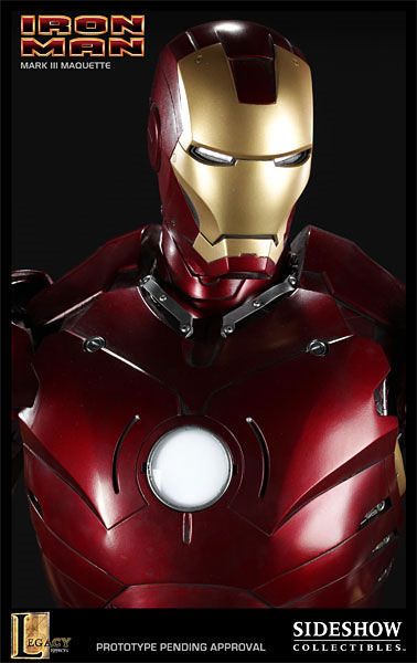 Helmet and chestpiece on the Iron Man maquette