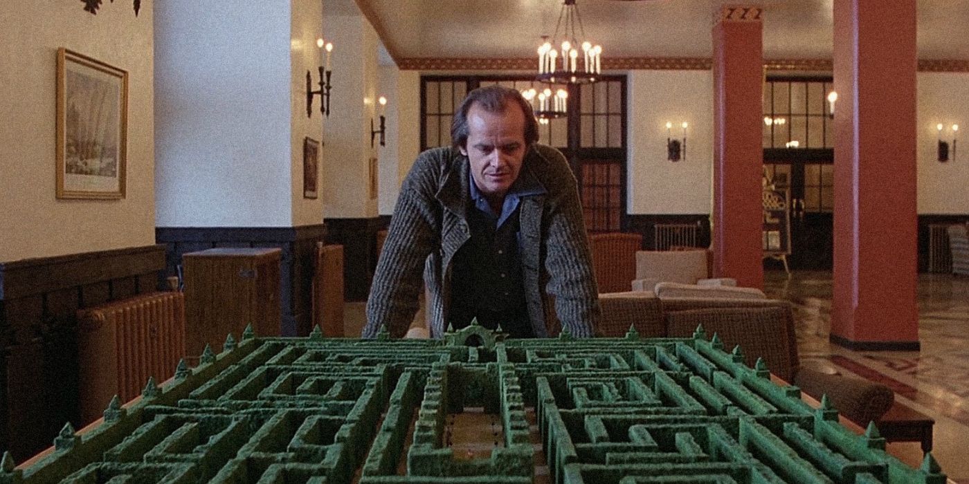 Jack Nicholson looks at the Overlook maze in The Shining.