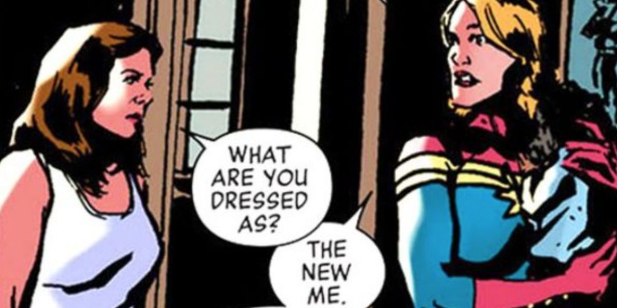 Jessica Jones and Captain Marvel talk in Marvel Comics.
