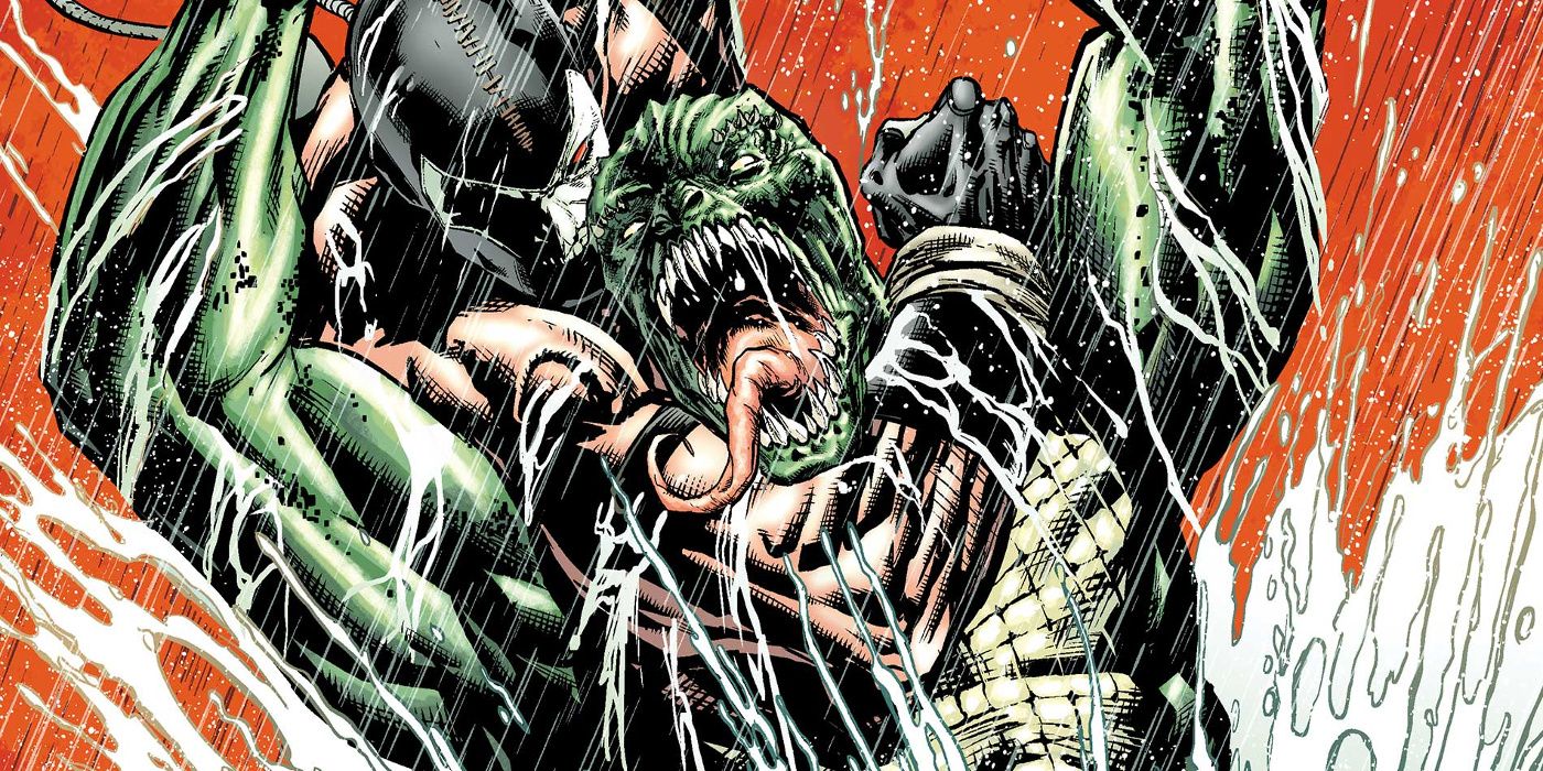 Killer Croc fights Bane in the Batman comics