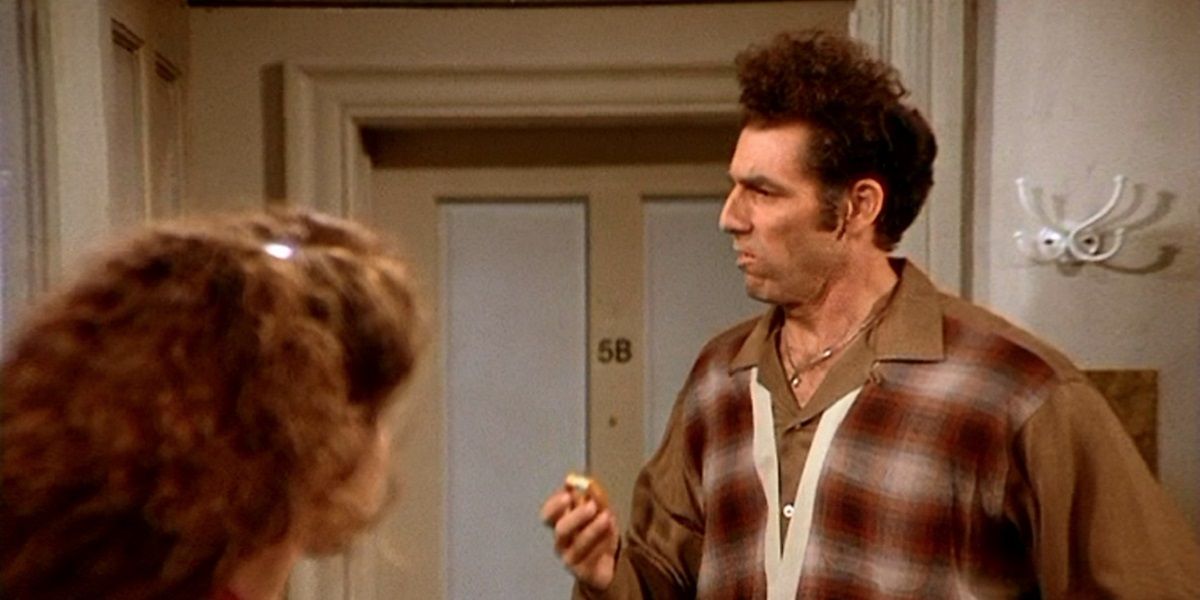 Kramer saying his line about pretzels in Jerry's apartment on Seinfeld