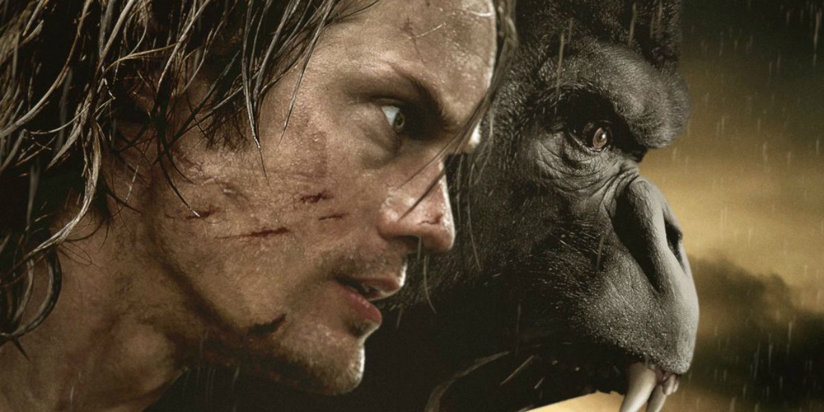 Tarzan and an ape side by side in The Legend of Tarzan poster