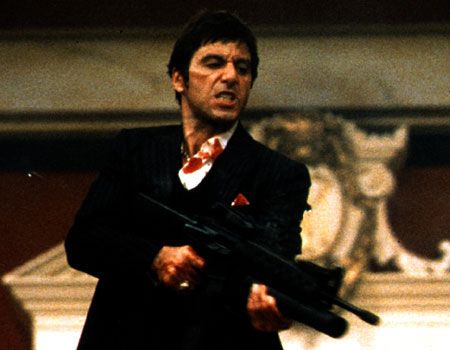 Tony Montana with his &quot;Little Friend&quot; from Scarface