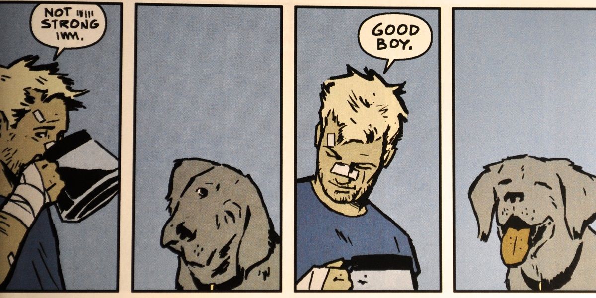 Hawkeye with Lucky the Pizza Dog