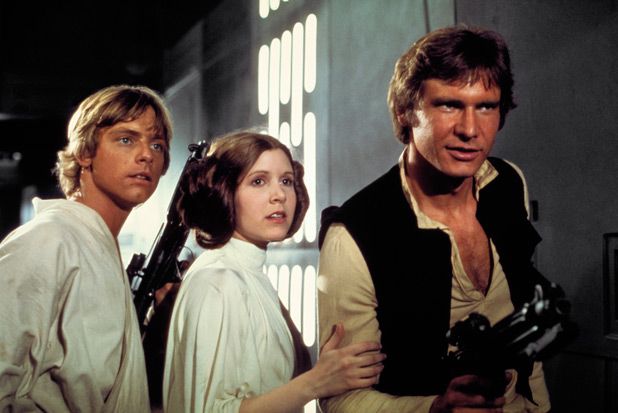 Mark Hamill, Carrie Fisher and Harrison Ford in 'Star Wars'