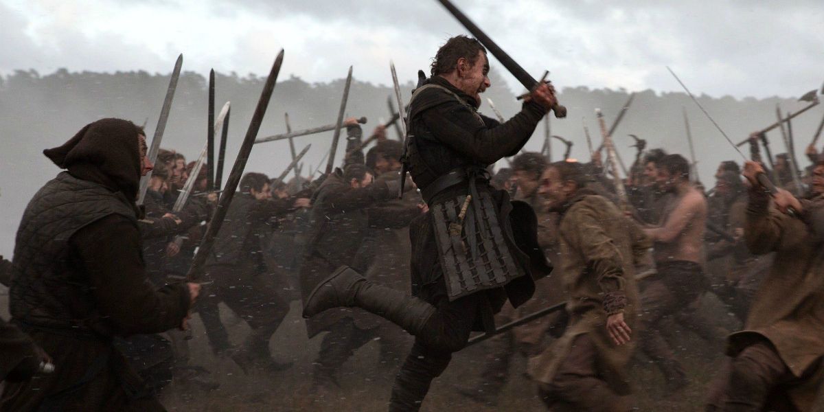 Michael Fassbender as Macbeth in battle
