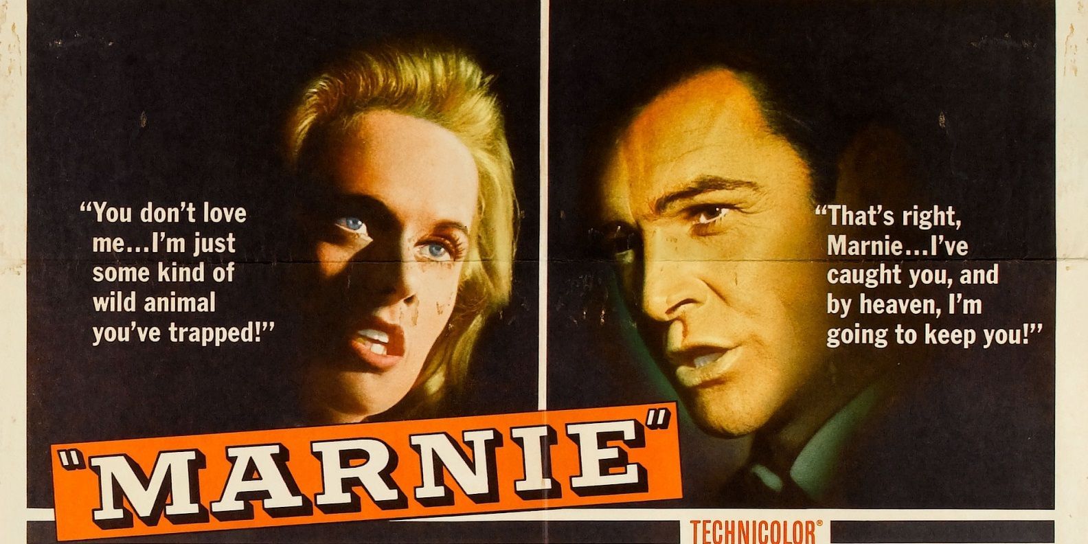 An image from the Marnie movie poster featuring Tippi Hedren and Sean Connery