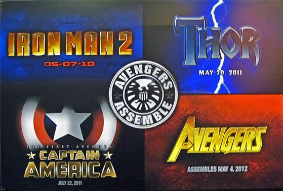 Marvel Movie Logos for Thor, Captain America, Iron Man 2 and Avengers