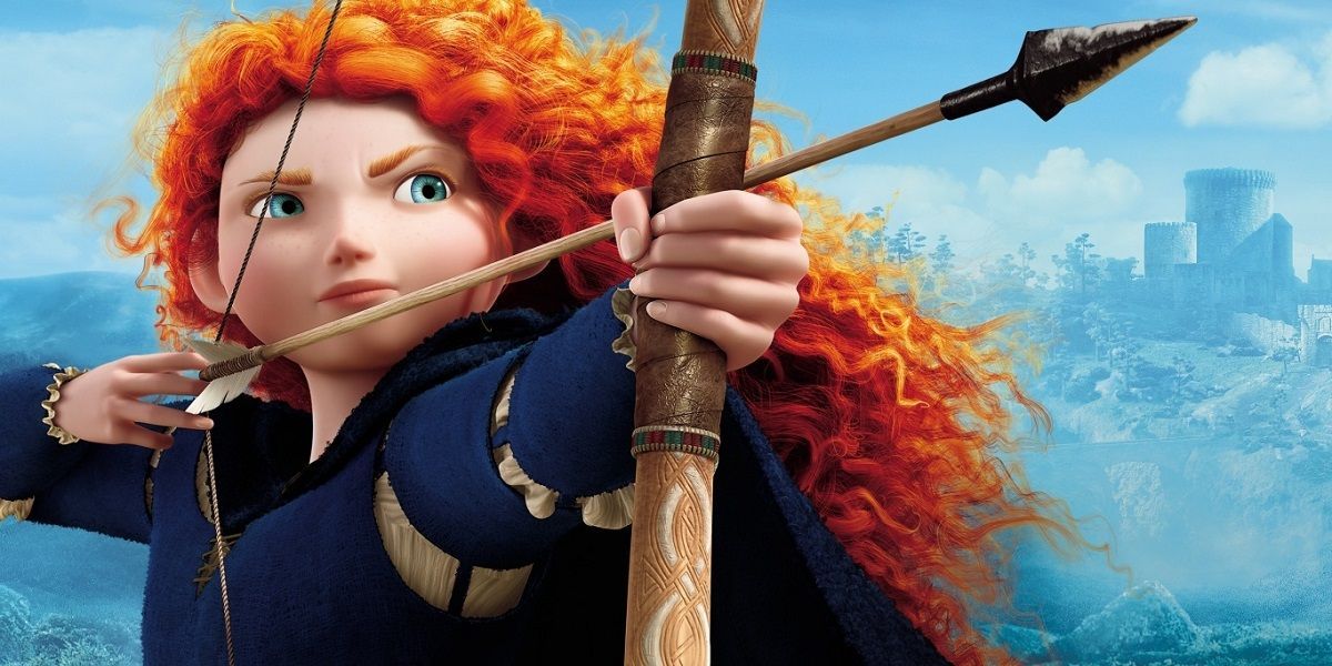 Merida shoots her bow and arrow in Brave
