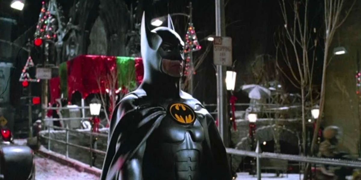 Michael Keaton as Batman Protecting Christmas in Batman Returns