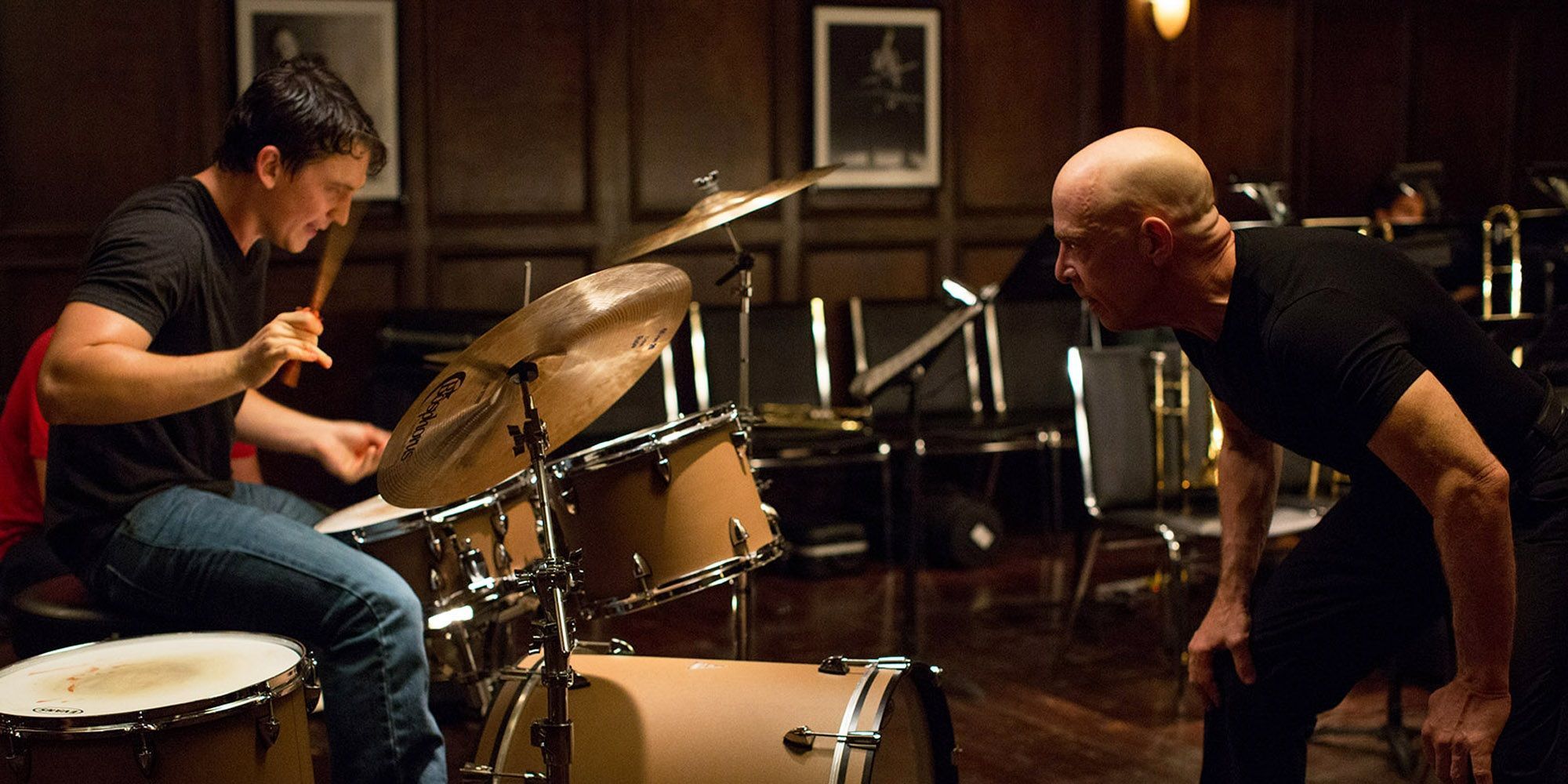 Miles Teller and JK Simmons in Whiplash