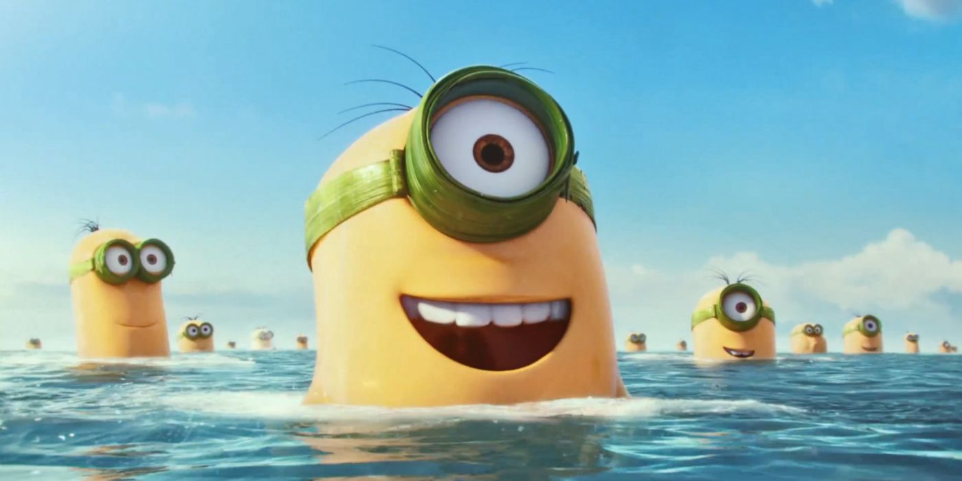 Minions swimming in the ocean in Minions