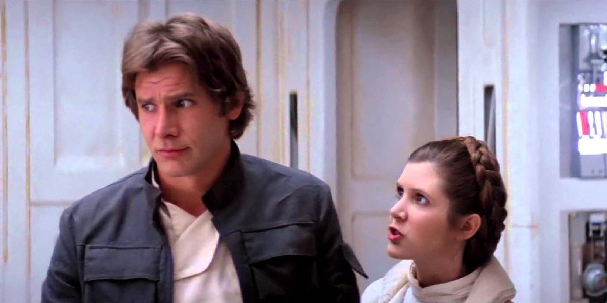 Han Solo and Princess Leia in Star Wars: The Empire Strikes Back