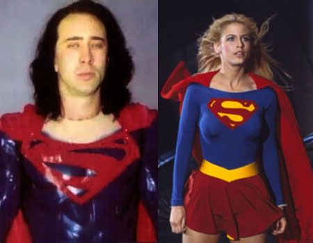 Nicolas Cage as Superman and Helen Slater as Supergirl