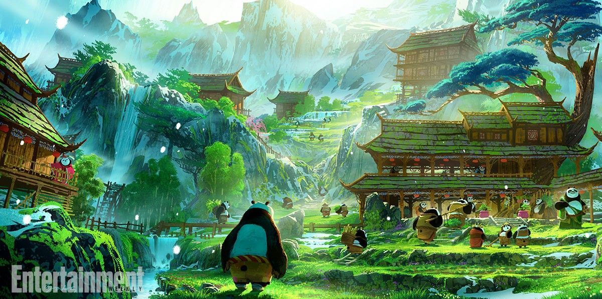 Kung Fu Panda 3 - Panda village concept art