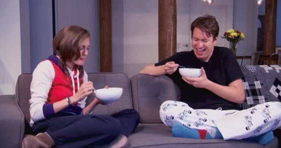 Pete Holmes and Allison Williams