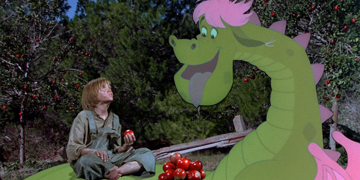 Pete and Eliot from the Original Pete's Dragon eating apples